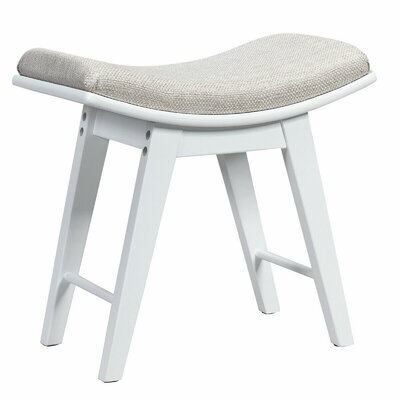 Modern Dressing Makeup Stool With Concave Seat Rubberwood Legs - Image 0