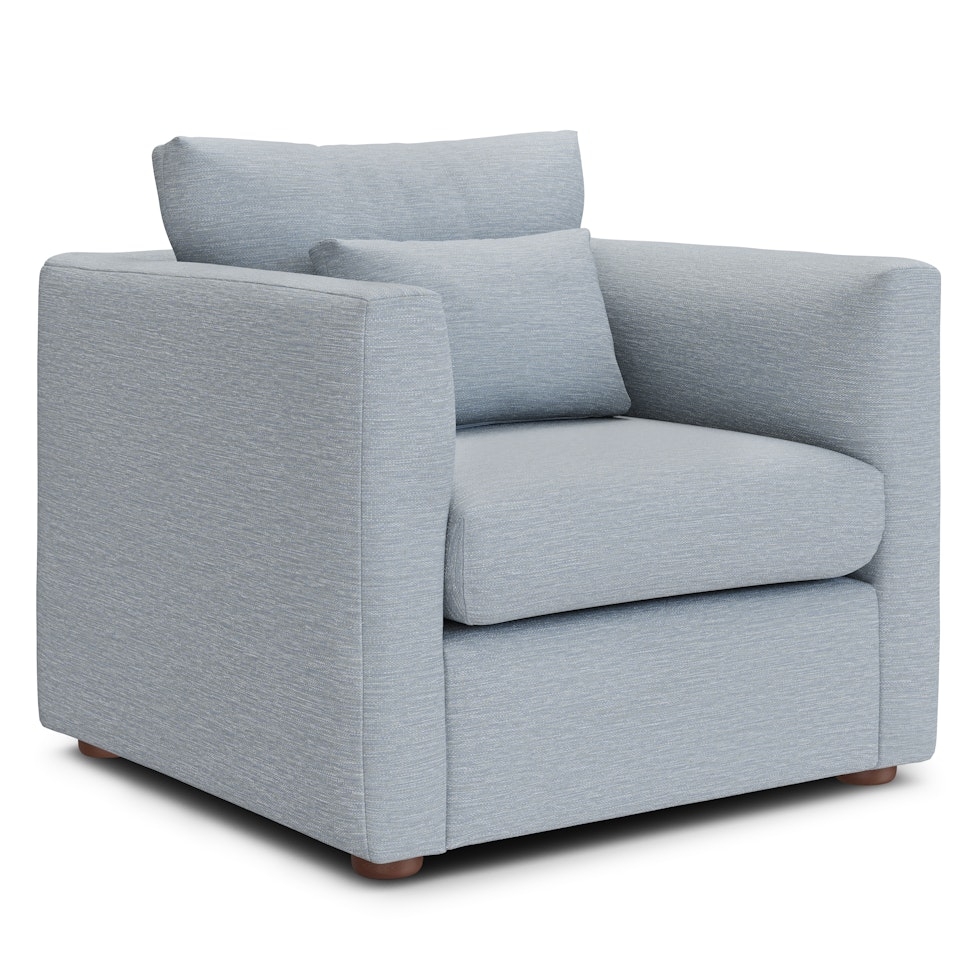 Marina 38" Lounge Chair - Silver Light Blue - Image 0