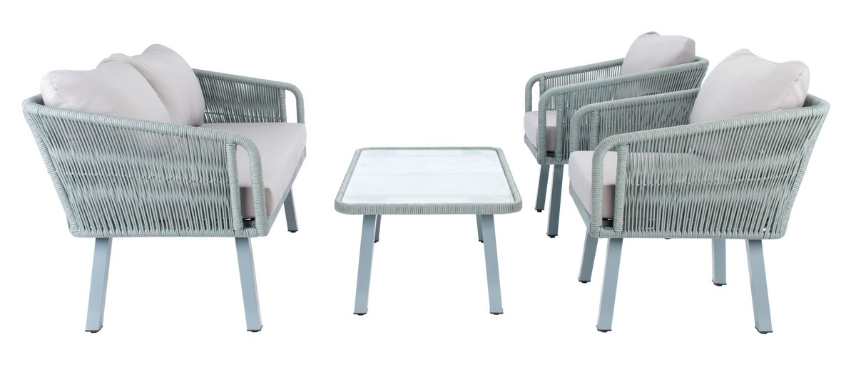 Kerson 4 Pc Rope Living Set - Grey/Grey - Safavieh - Image 7