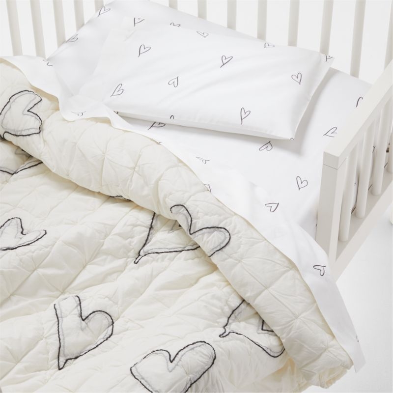 Charcoal Heart Organic Cotton Baby Crib Quilt by Leanne Ford - Image 2