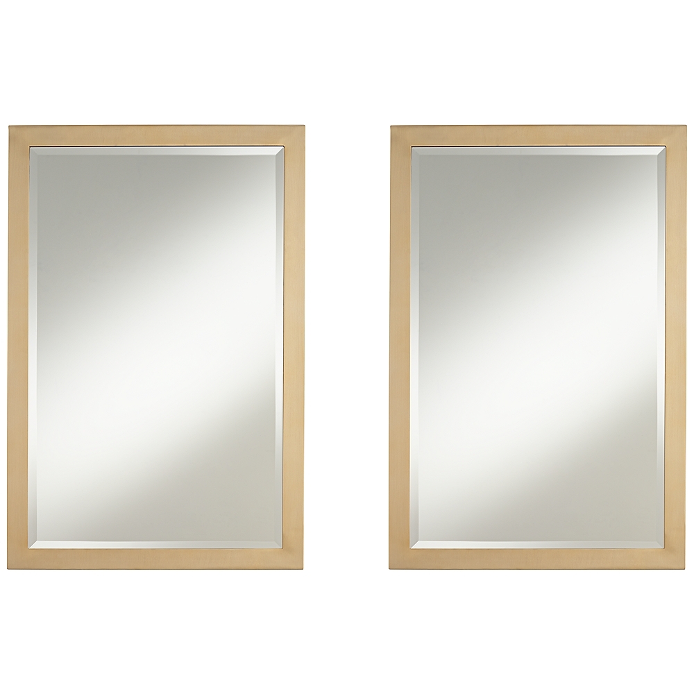 Metzeo French Brass 22" x 33" Rectangular Wall Mirrors Set of 2 - Image 0