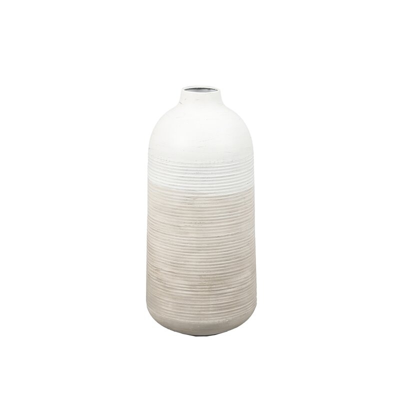 Gradient Metal Vases, Tan & White, Set of 2 - Image 4