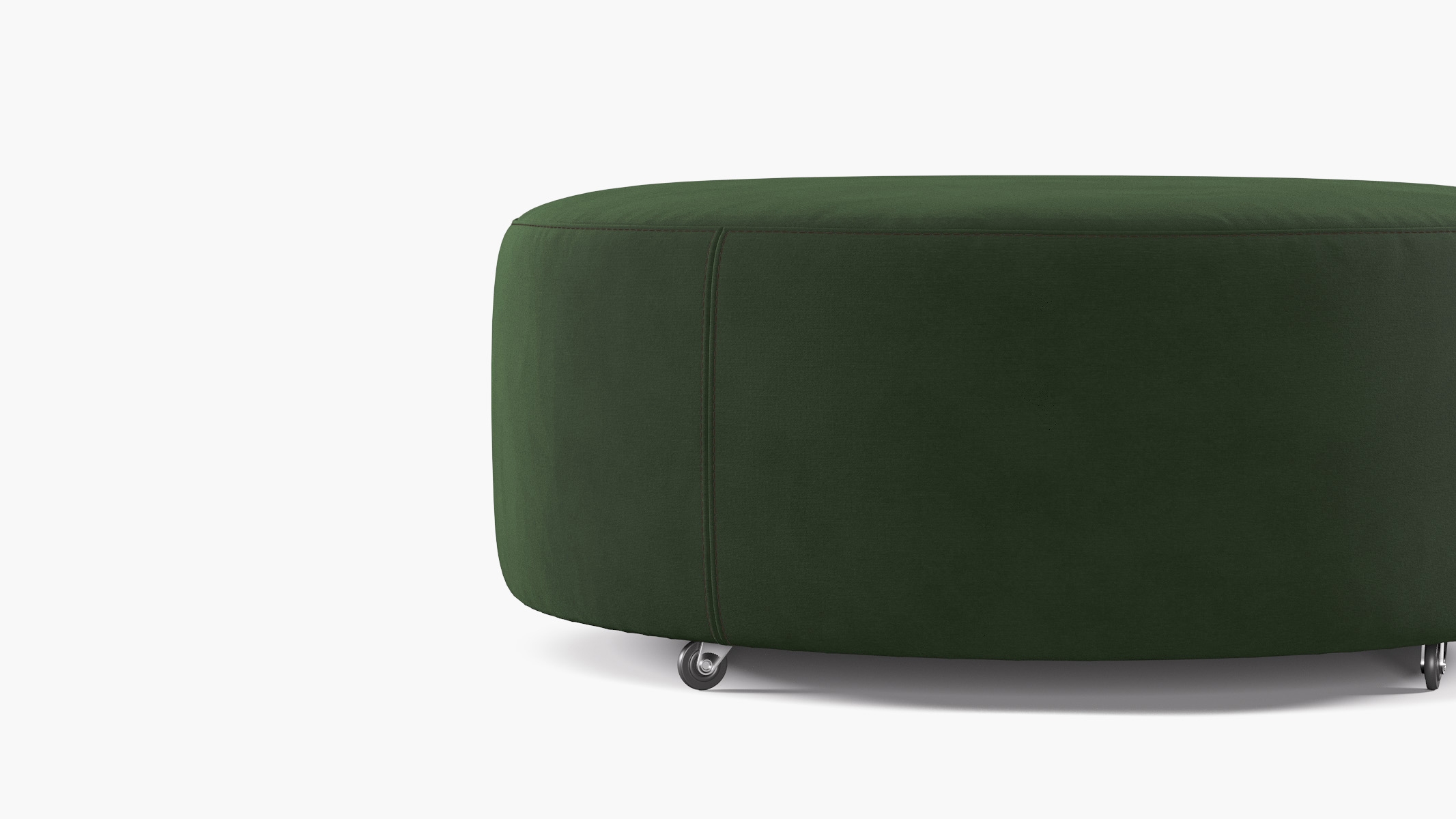 Round Cocktail Ottoman, Emerald Luxe Velvet - Image 1