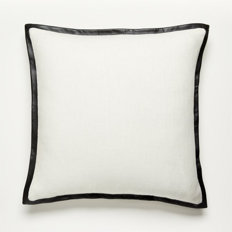 Tuxedo White Linen Throw Pillow with Feather-Down Insert 20" by Kara Mann - Image 2