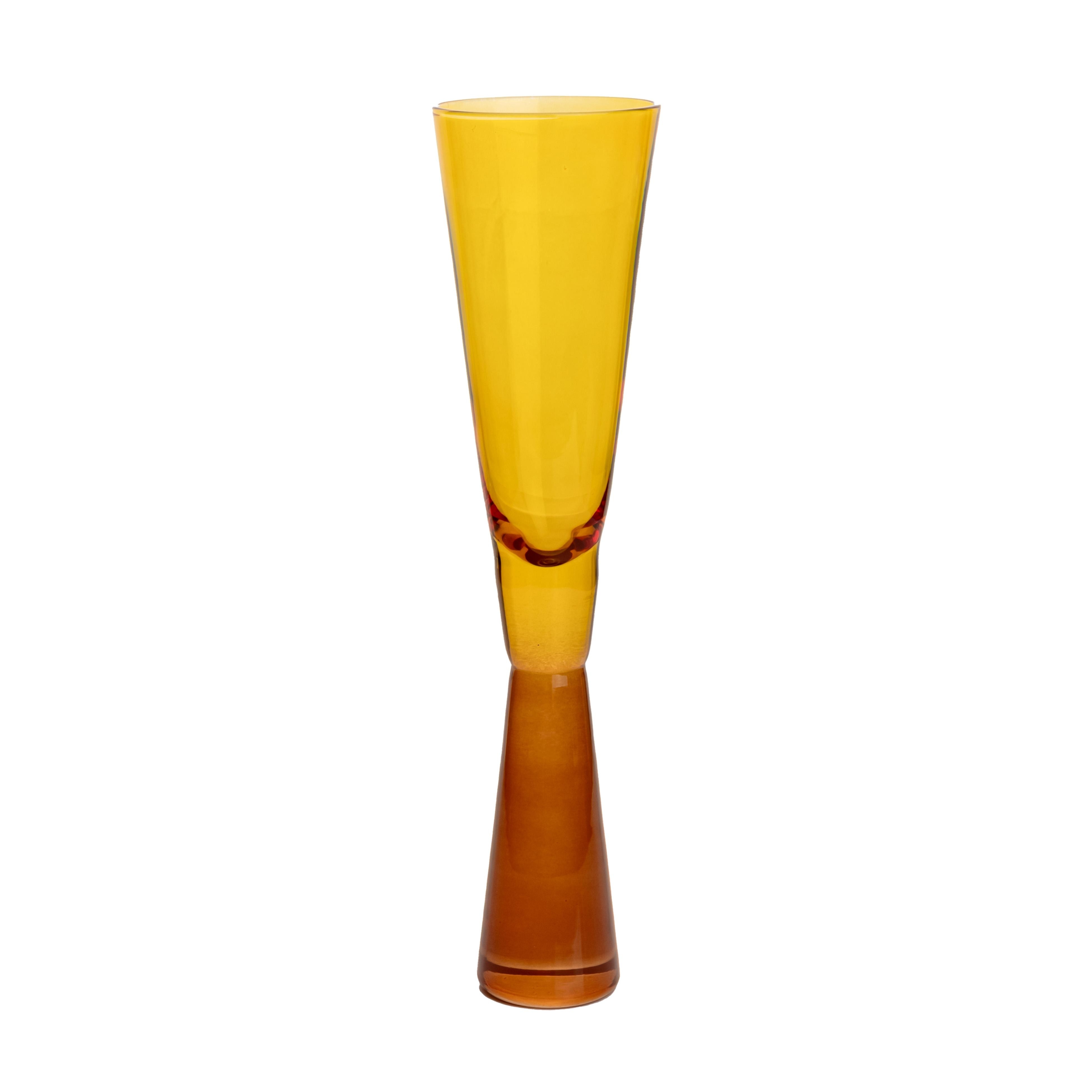 Flute Amber Champagne Glasses - Set of 4 - Image 0