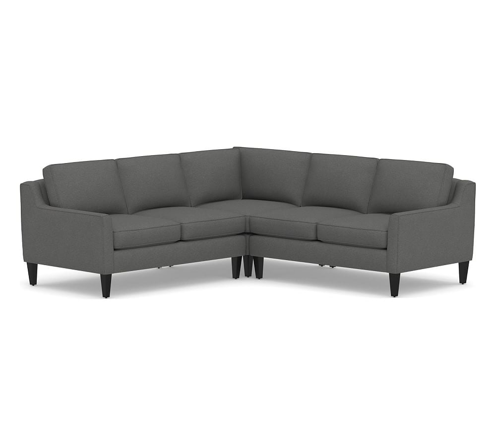 Beverly Upholstered 3-Piece L-Shaped Corner Sectional, Polyester Wrapped Cushions, Park Weave Charcoal - Image 0