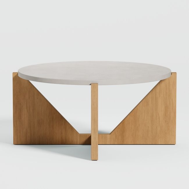 Miro Concrete Coffee Table with Natural White Oak Wood Base - Image 0