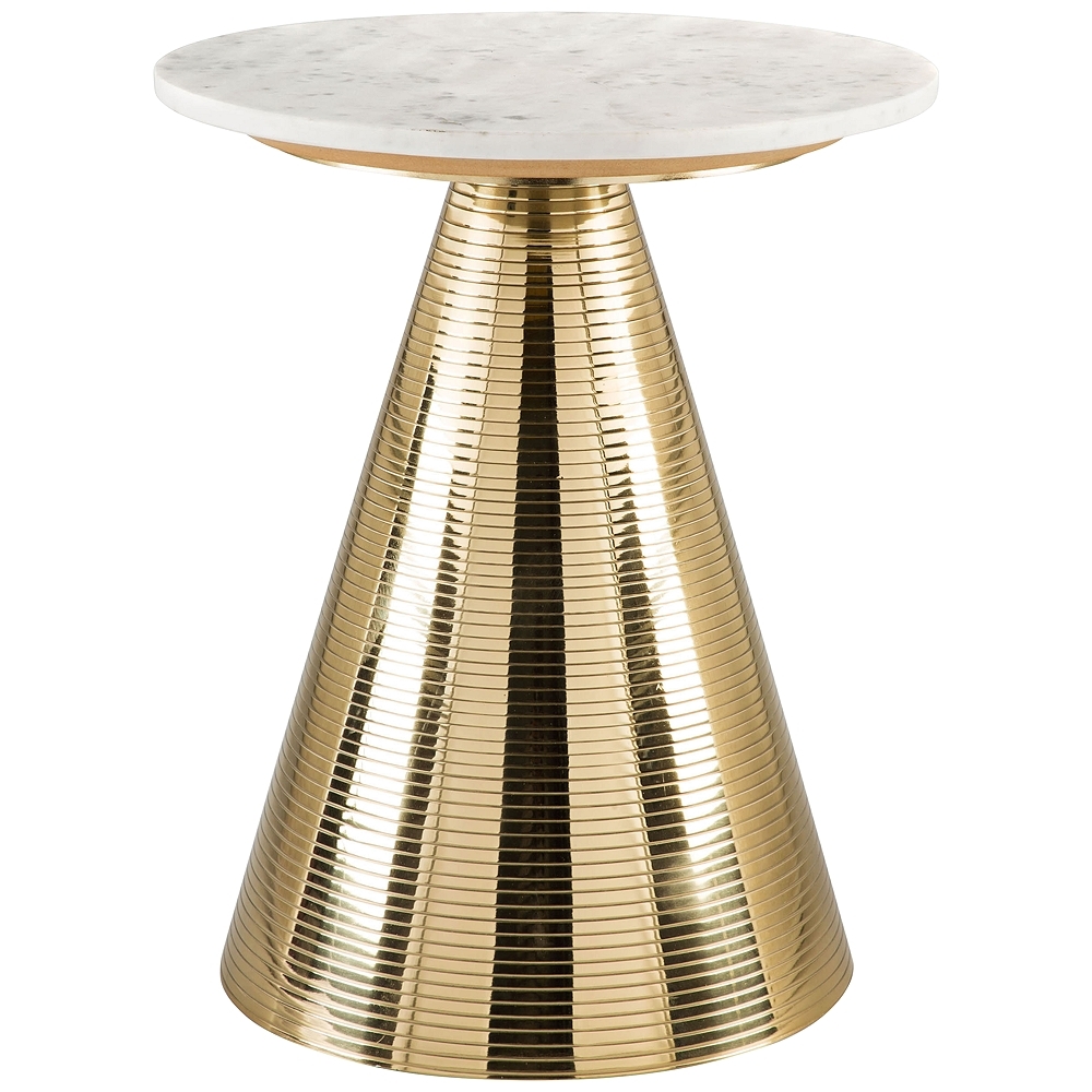 Zuo Pure 16" Wide White Marble and Gold Side Table - Style # 83J34 - Image 0