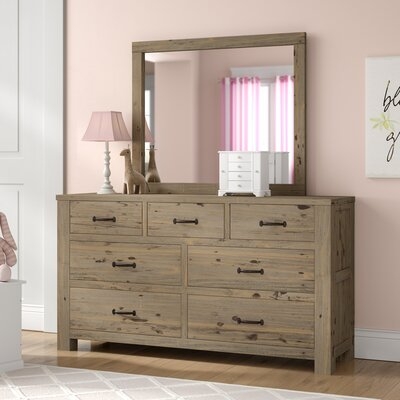 Bedlington 7 Drawer Solid Wood Double Dresser with Mirror - Image 0