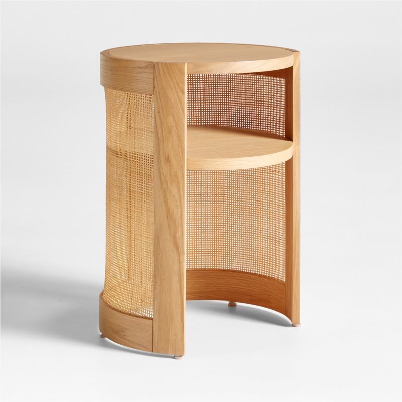 Cane Natural Wood Round Nursery Side Table - Image 3