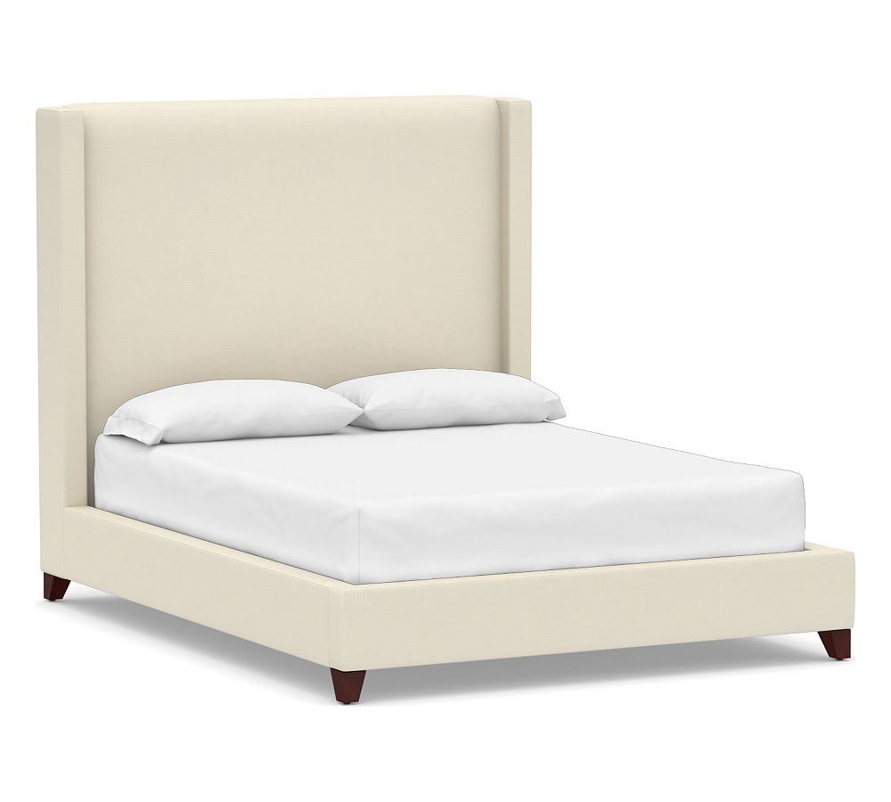 Harper Non-Tufted Upholstered Tall Bed without Nailheads, California King, Park Weave Ivory - Image 0