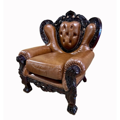 Genuine Leather Brownarmchair - Image 0