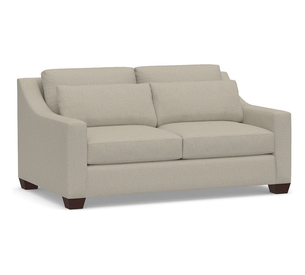 York Slope Arm Upholstered Deep Seat Loveseat 72", Down Blend Wrapped Cushions, Performance Boucle Fog - Image 0