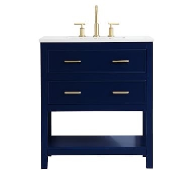 Sinclaire Single Sink Vanity Cabinet, Blue, 30" - Image 0