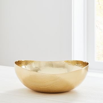 Hammered Metal Large Bowl, Brass - Image 0