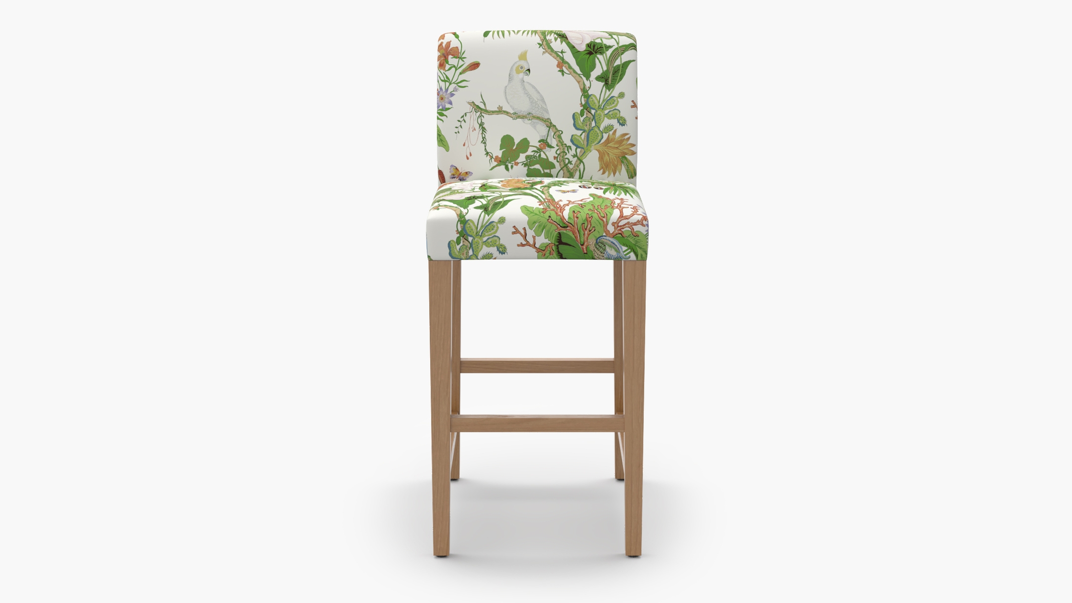 Signature Dining Bar Stool, White Cinque Terra, Natural Square Tapered Leg - Image 0