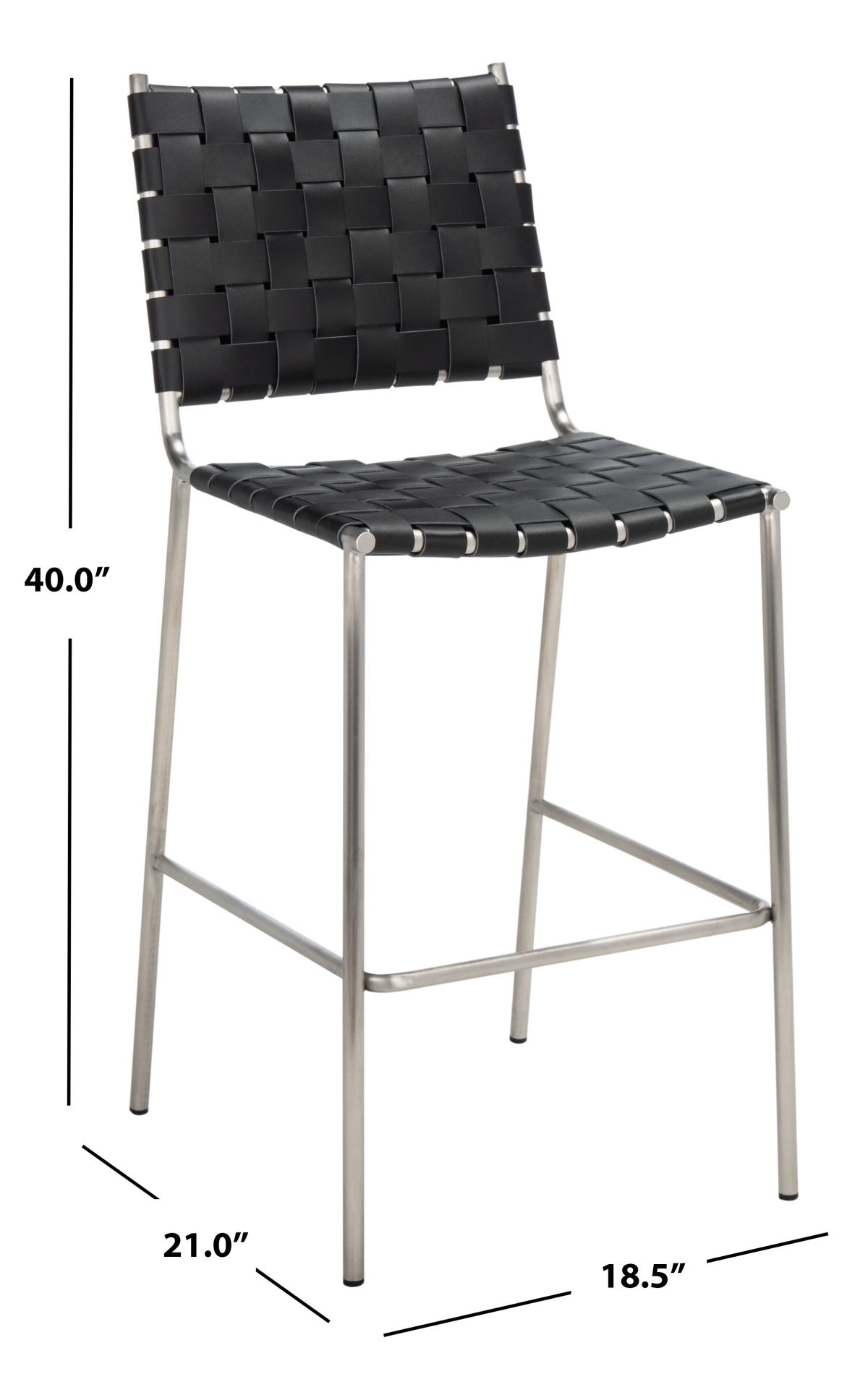 Bahari Woven Counter Stool - Black / Silver - Safavieh - Image 8
