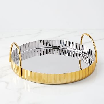 Corrugated Barware, Tray , Brass - Image 0