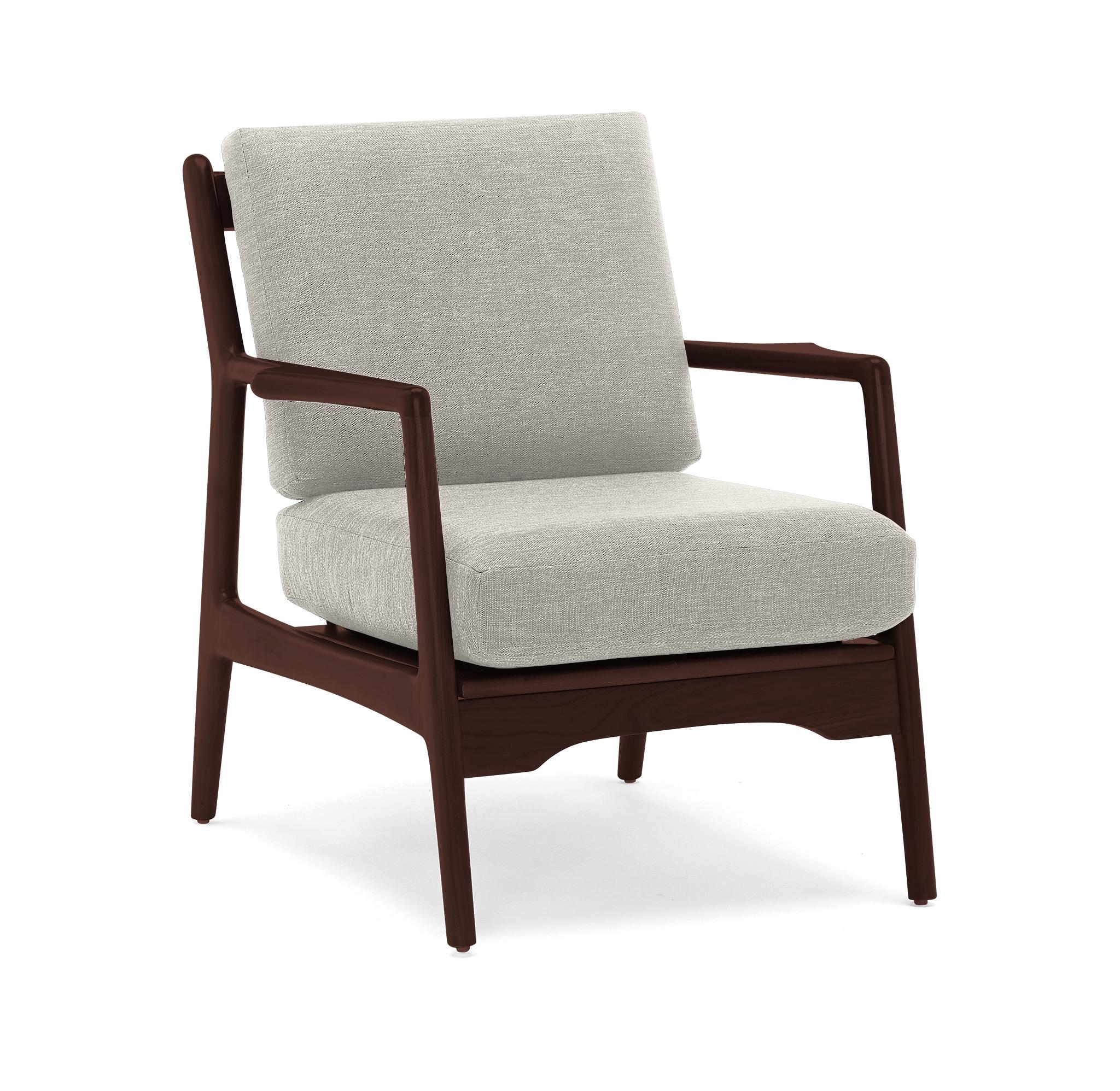 White Collins Mid Century Modern Chair - Bloke Cotton - Walnut - Image 1