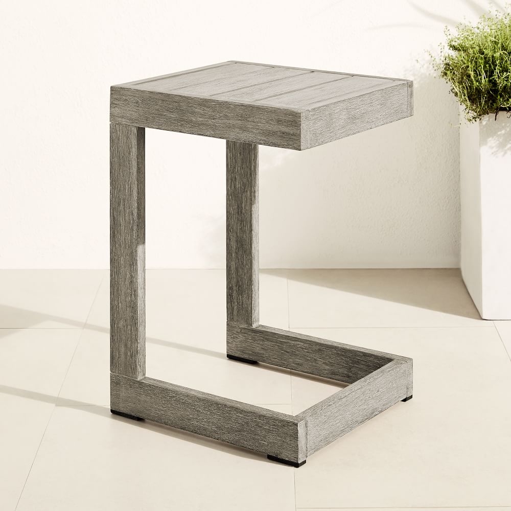 Portside Outdoor 17 in C Side Table, Weathered Gray - Image 2