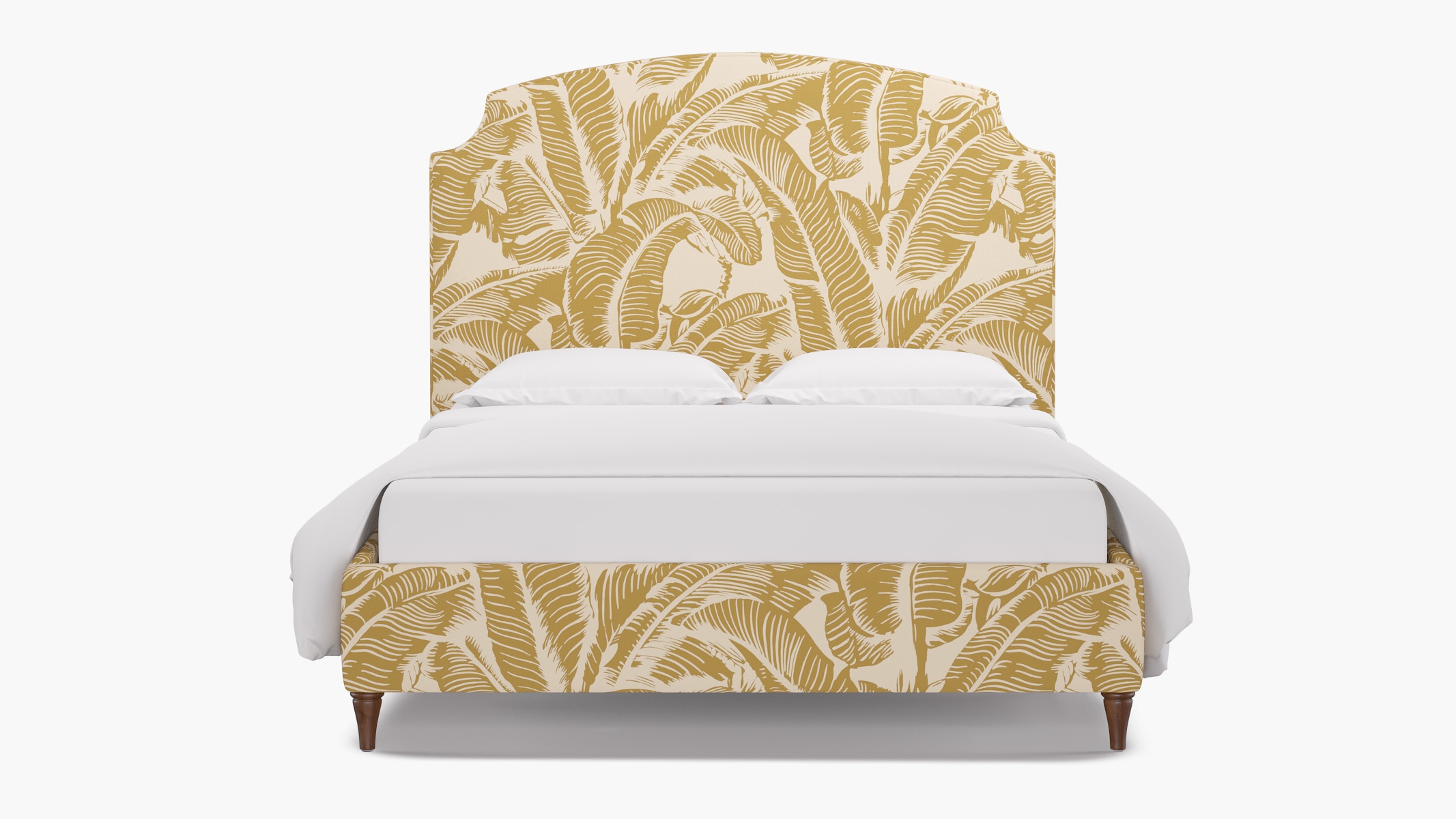 Cove Bed, Ochre Martinique® Encore, Walnut Decorative Tapered Leg, Queen - Image 0