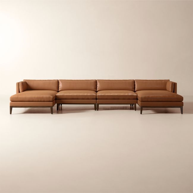Mona 4-Piece U-Shaped Leather Sectional Sofa - Image 0