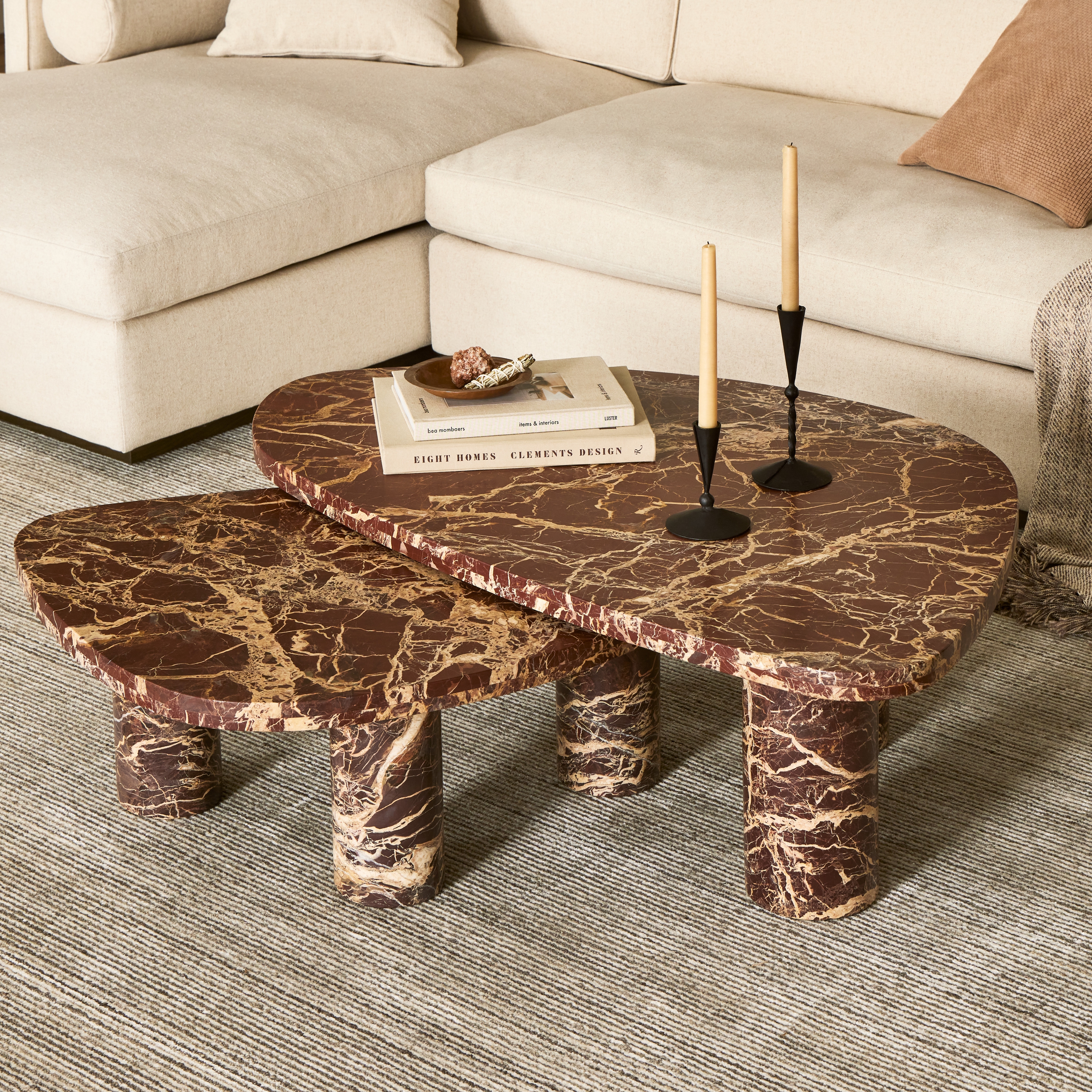 Zion Coffee Table Set-Merlot Marble - Image 13