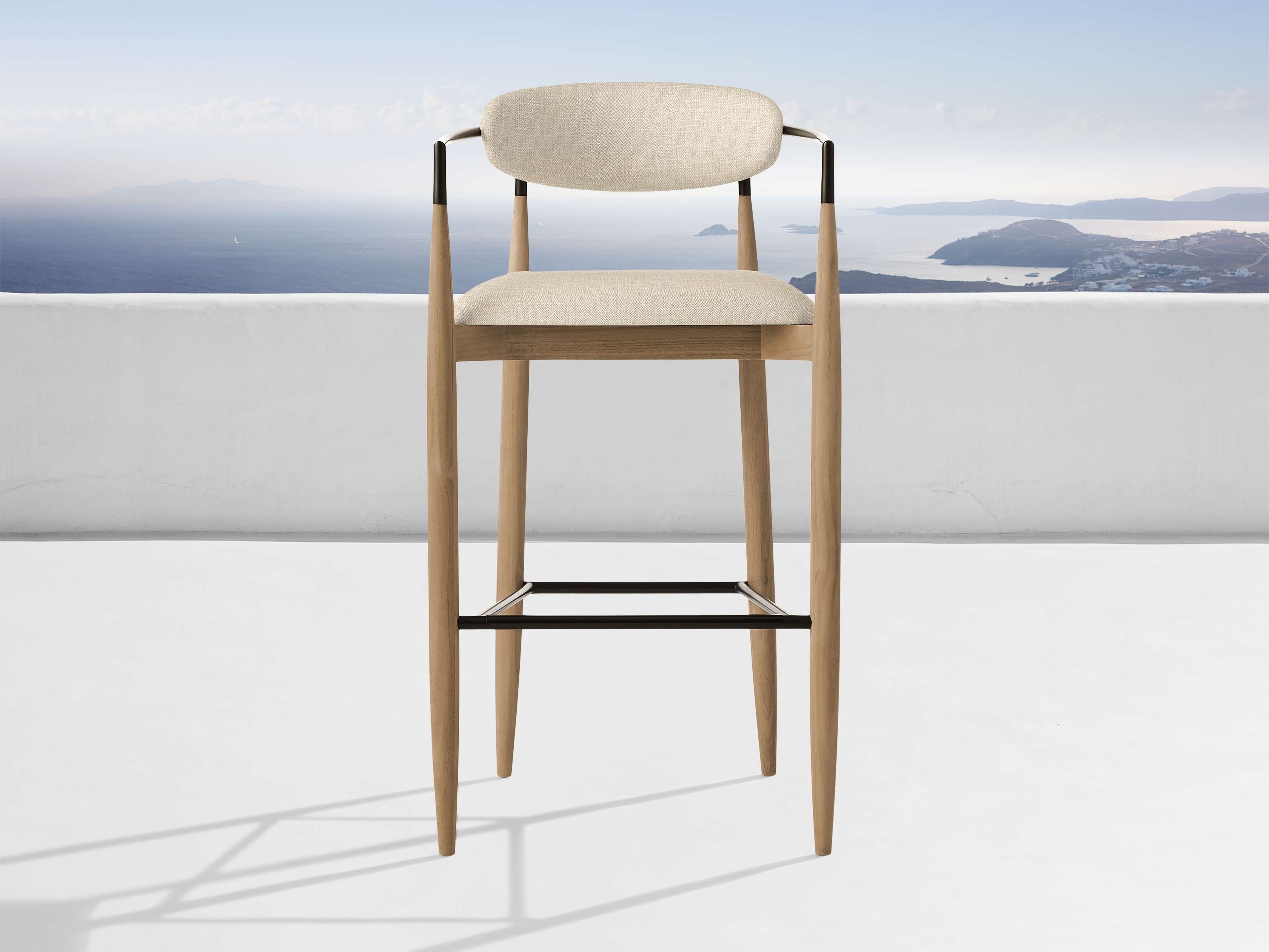 Jagger Outdoor Barstool in Upholstered Natural  Eden Flax - Image 0