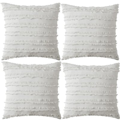 Set Of 4 Striped Jaquard Pattern Pillow Covers - Image 0