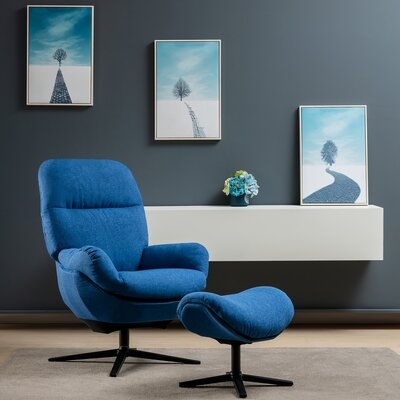 Brayden Studio® Modern Swivel Rocking Chair & Ottoman Set W/aluminum Alloy Base Grey - Image 0