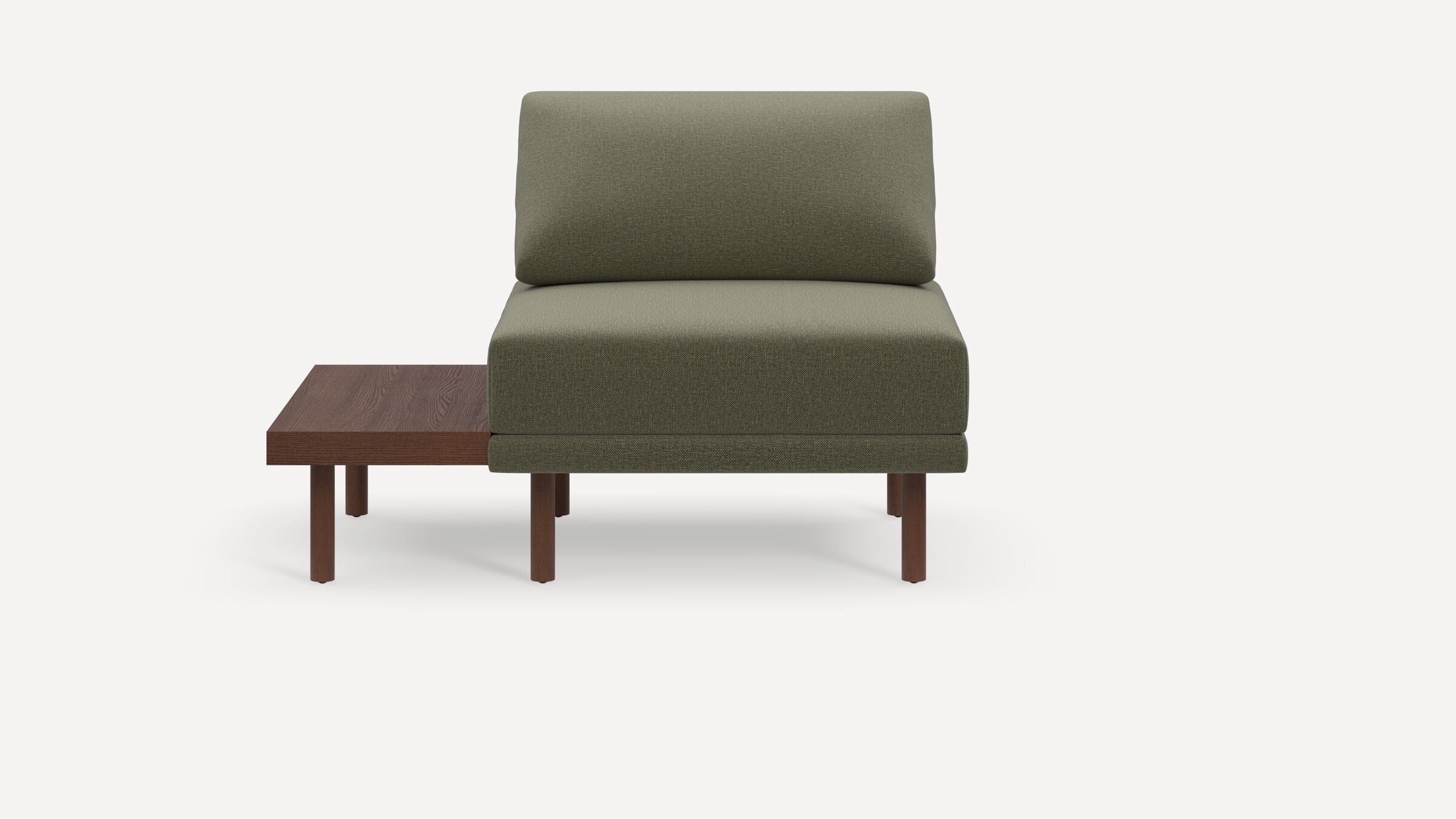 Range Seat with Table - Moss Green - Performance Flatweave / Walnut Legs and Table - Image 0