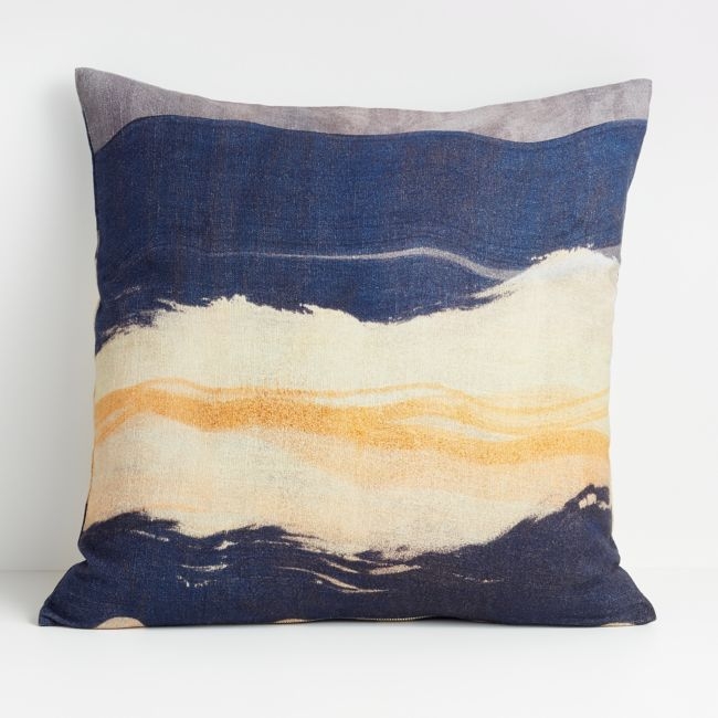 Paramo 23" Blue Watercolor Pillow with Feather-Down Insert - Image 0
