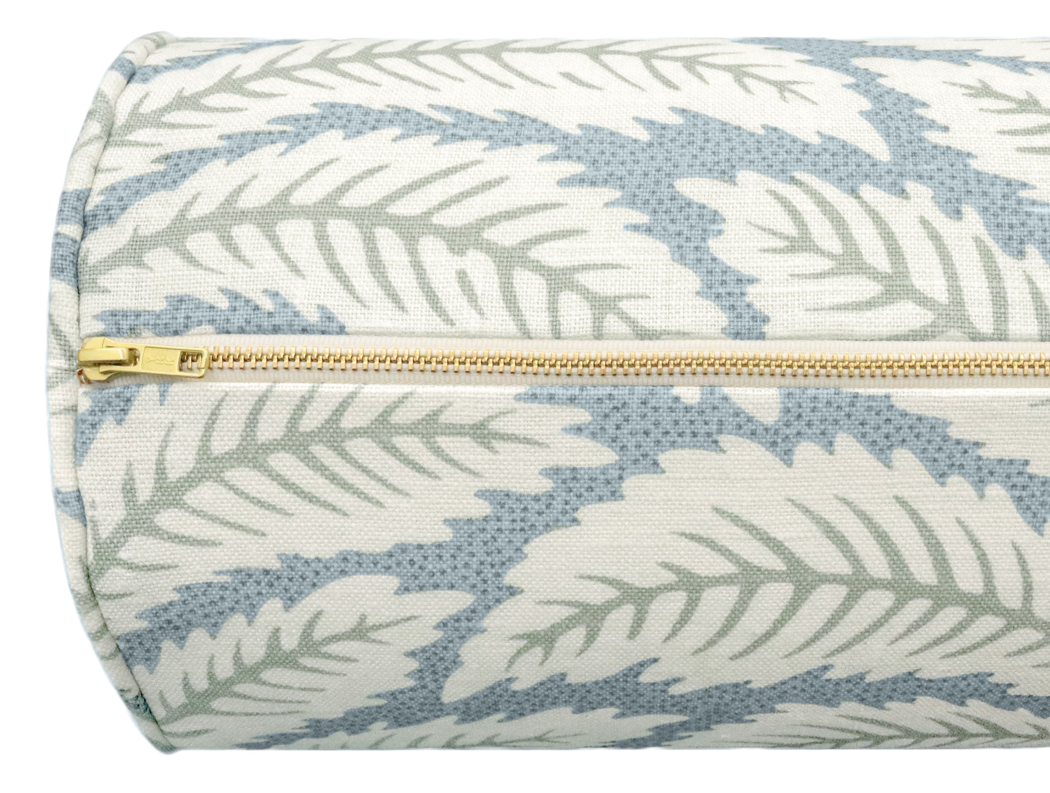 THE BOLSTER :: TALAVERA LINEN // AQUA | BRUNSCHWIG & FILS - TWIN // 9" X 24" - Image 3