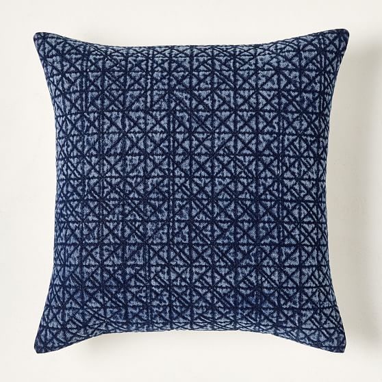 Lattice Tie Dye Pillow Cover, Indigo, 20"x20" - Image 0