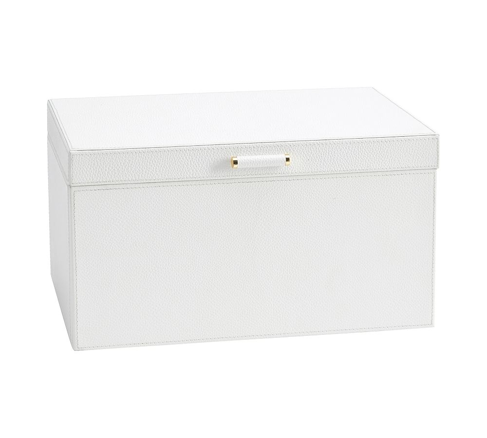 Quinn Jewelry Box, Large 13" x 9.25", White, Foil Debossed - Image 0