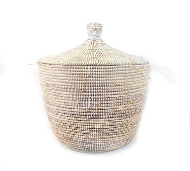 Tilda Woven Basket, White, Wide - Image 0