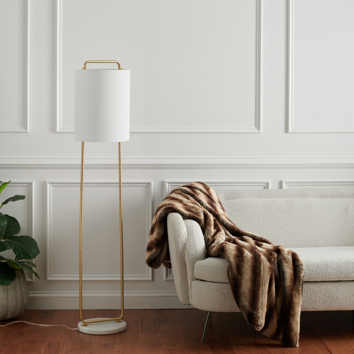 Giulia 63" Floor Lamp - Gold/White Marble - Image 2