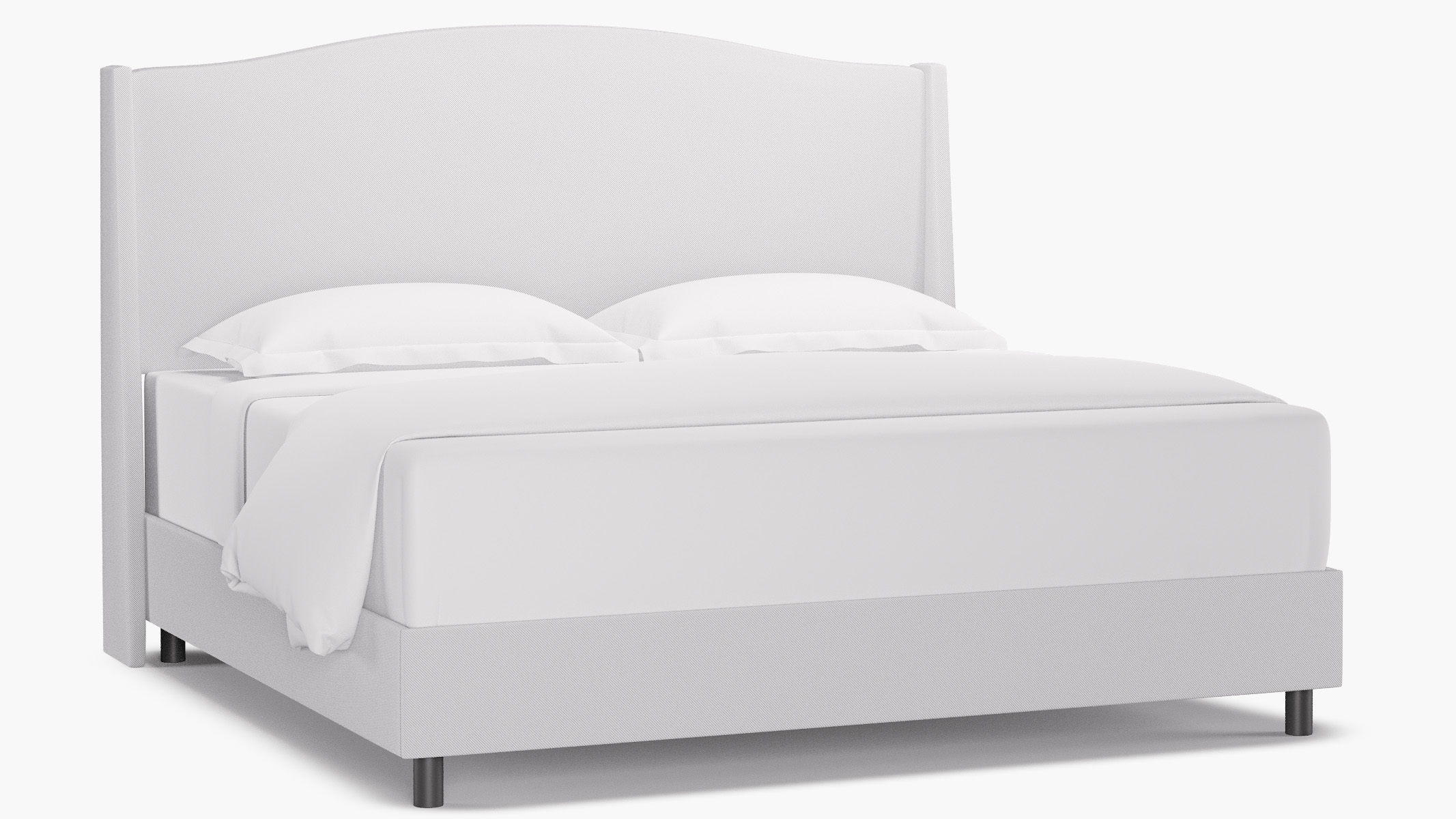Classic Wingback Bed, White Twill, King - Image 1