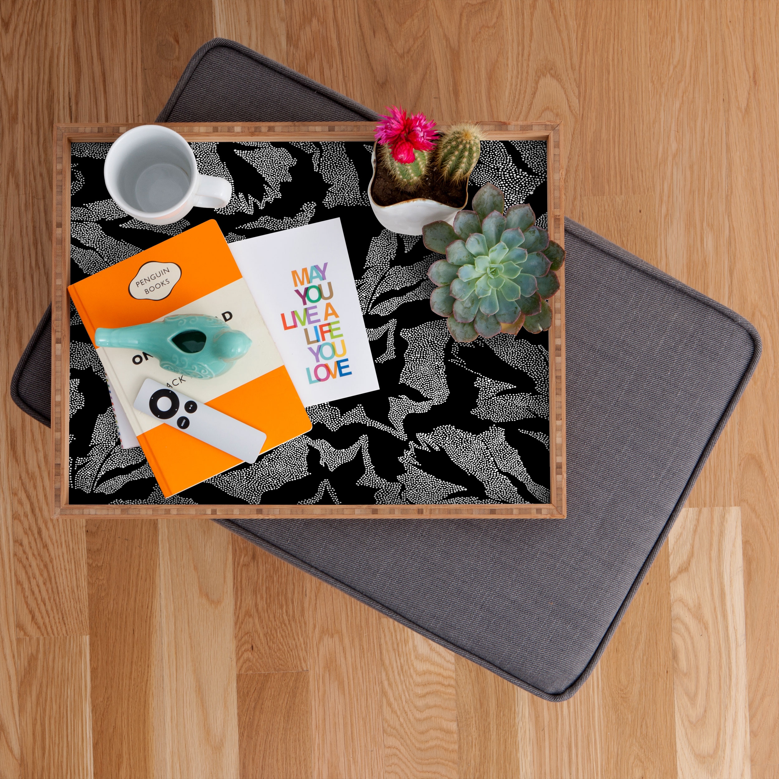 La Jardin Noir Ii by Iveta Abolina - Rectangular Tray Bamboo Extra Large 22.5" x 17" - Image 1