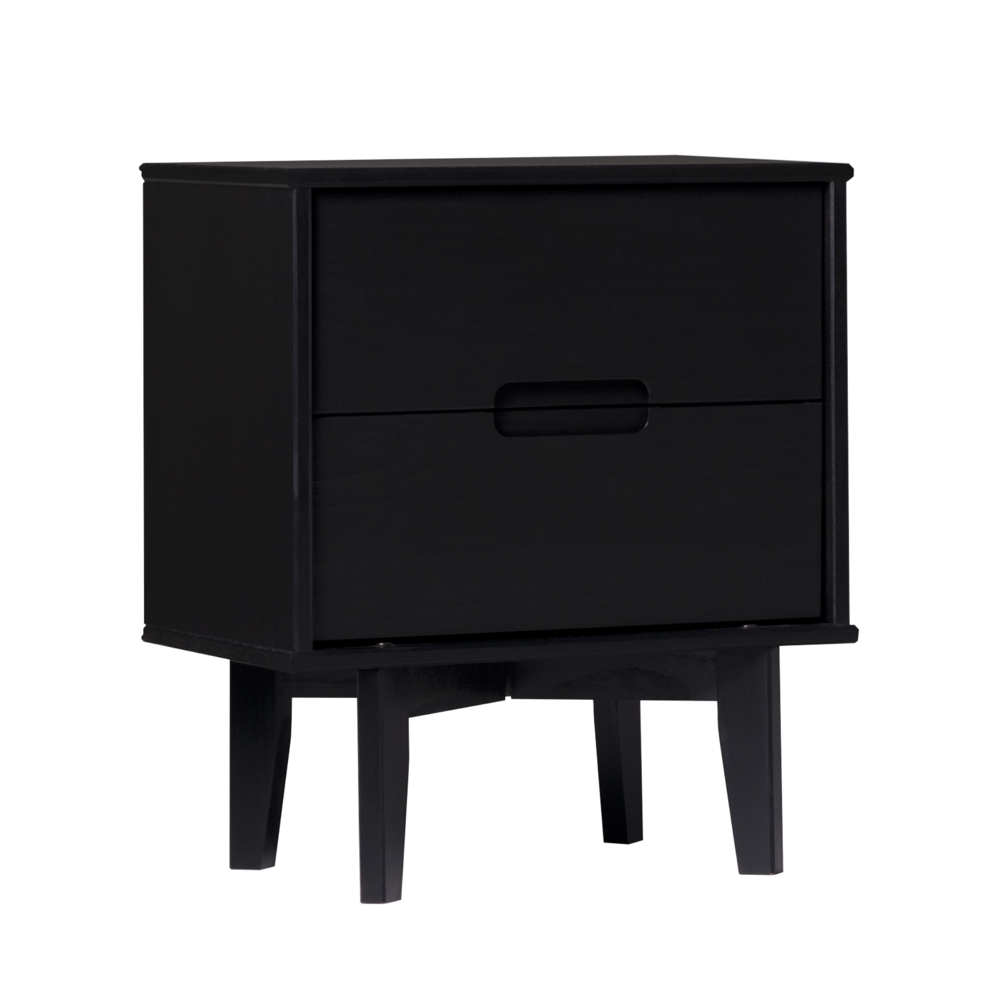 2-Drawer Groove Handle Solid Wood Nightstand – Black - Image 4