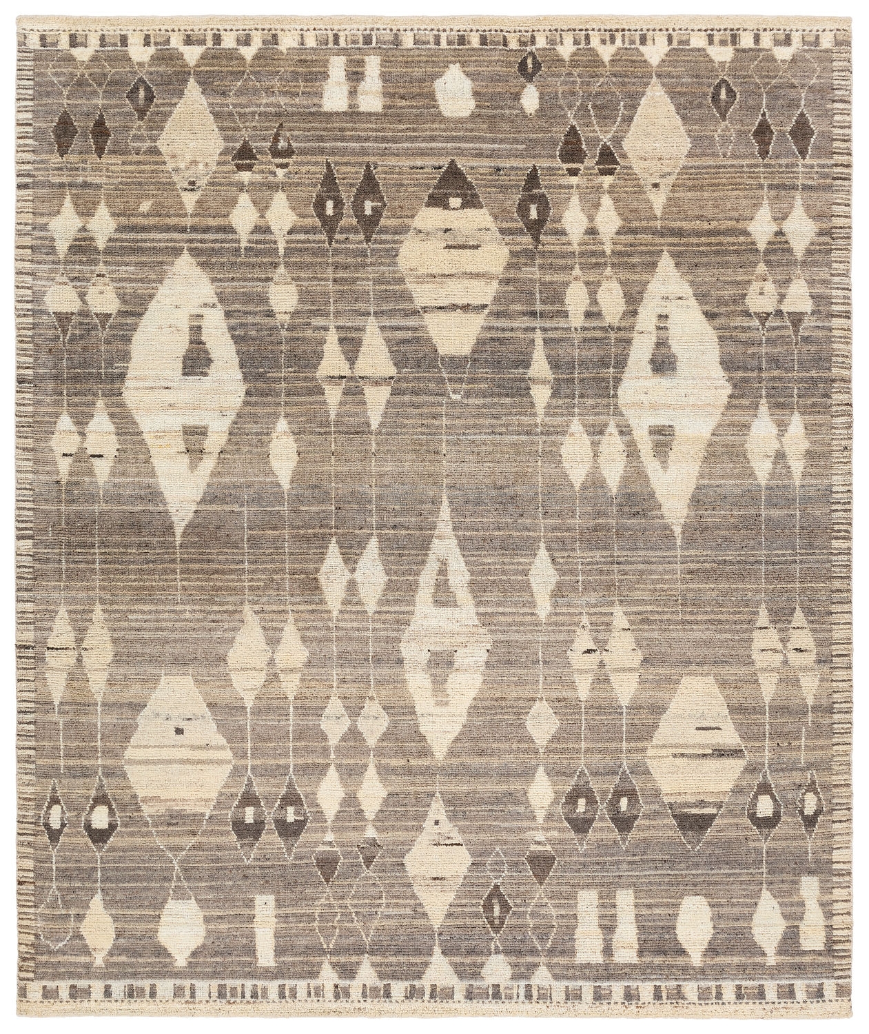 Tonnara ZRA02 Handknotted Trellis Tan and Cream Area Rug (6'x9') - Image 0