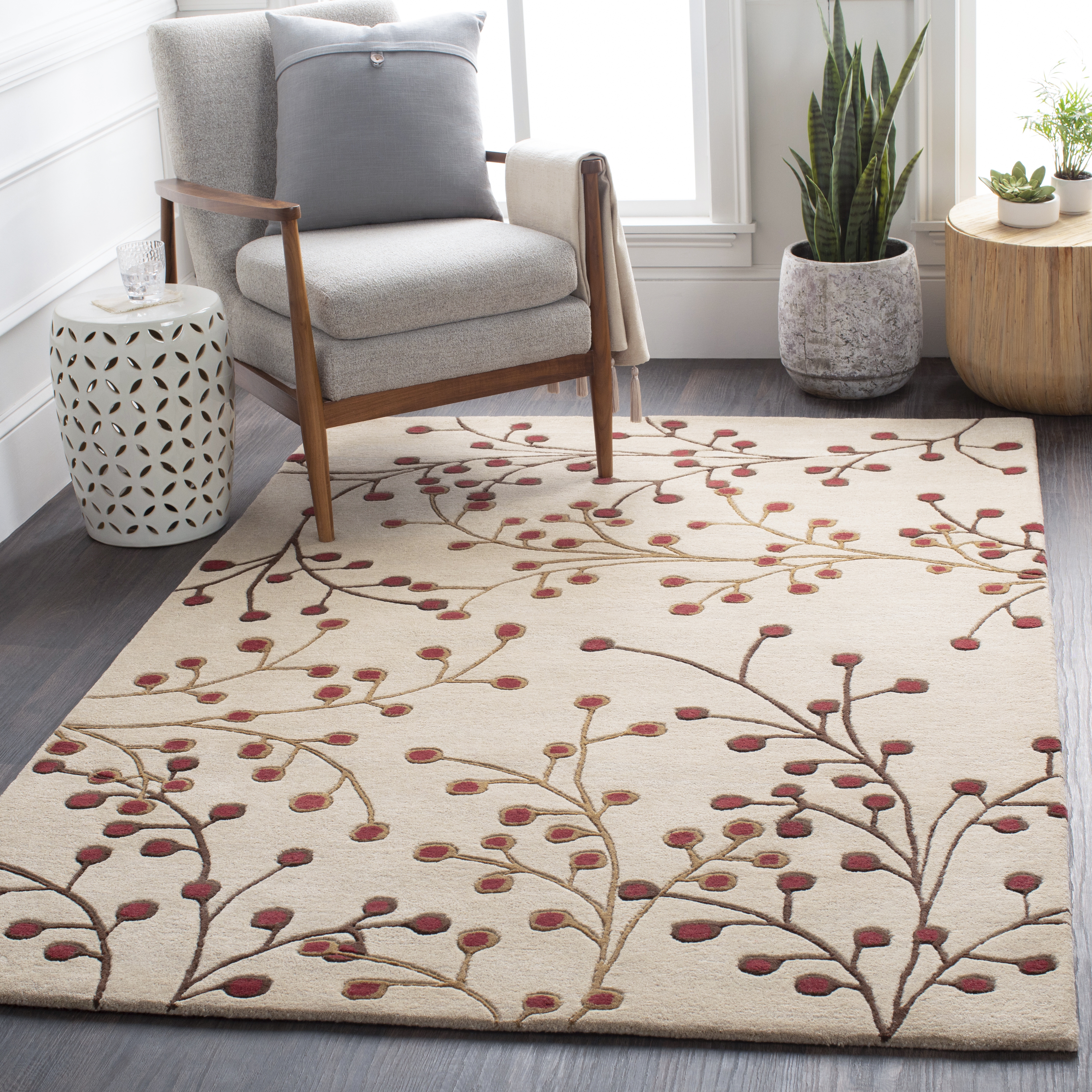 Athena Beige Indoor 4' x 6' Handmade Rug - Image 1