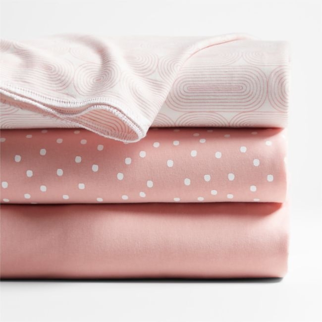 Zen Pink Organic Baby Swaddle Blankets, Set of 3 - Image 0