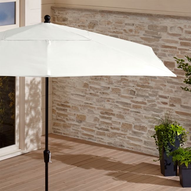 10' Rectangular Sunbrella ® White Sand Outdoor Patio Umbrella with Black Frame - Image 1