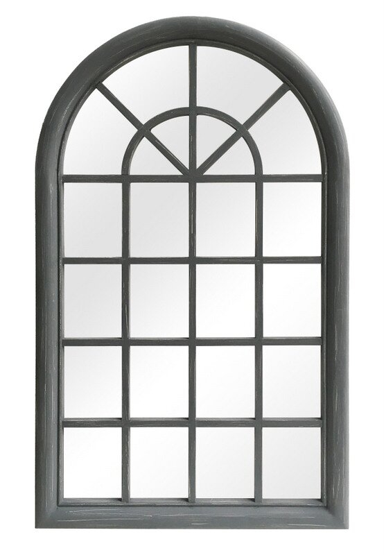 Arched Wood Pane Accent Mirror Finish: Distressed Gray - Image 0