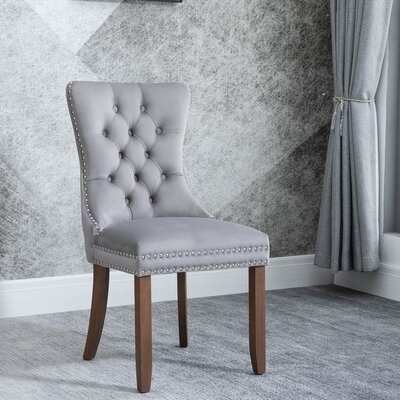 Solid Wood Upholstered Grey Dining Chair (2 PCS) - Image 0