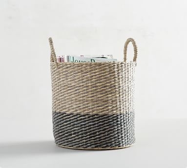 Lisbon Two-Tone Tote Basket, Natural/Black, Large - Image 1