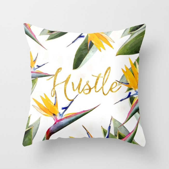 Hustle #society6 Throw Pillow by 83 Oranges By Uma Gokhale - Cover (16" x 16") With Pillow Insert - Outdoor Pillow - Image 0