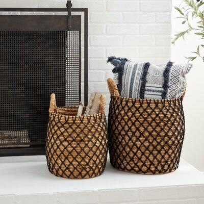 Banana Leaf Wicker Baskets, Set of 2 - Image 1