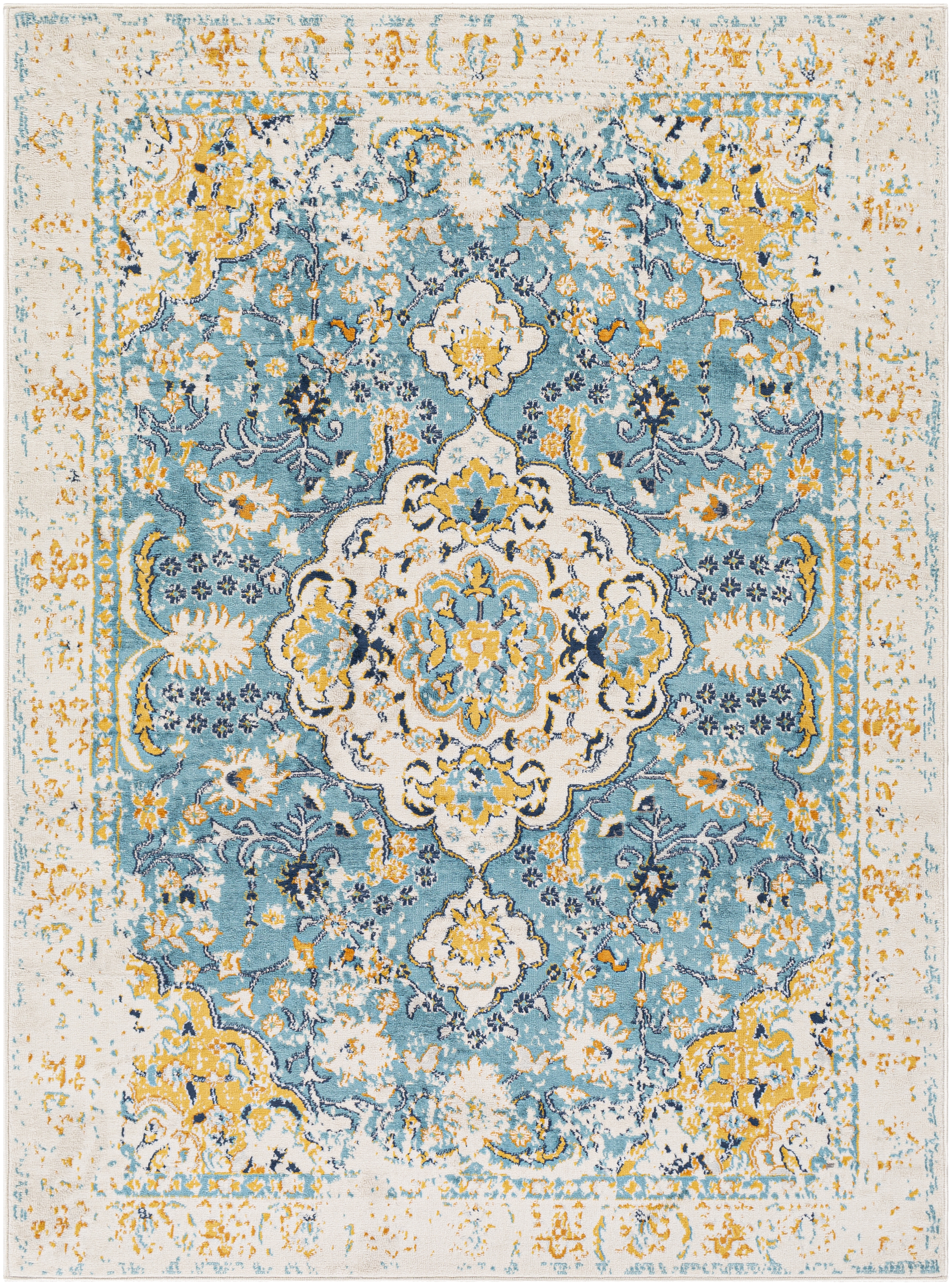 Floransa Beige Indoor 8'11" x 12'4" Machine Woven Rug - Image 0